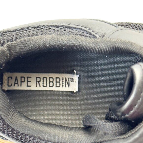 CAPE ROBBIN Attitude C Womens Shoes Black Faux Leather Sneakers Gold-tone Size 9 - Picture 11 of 12